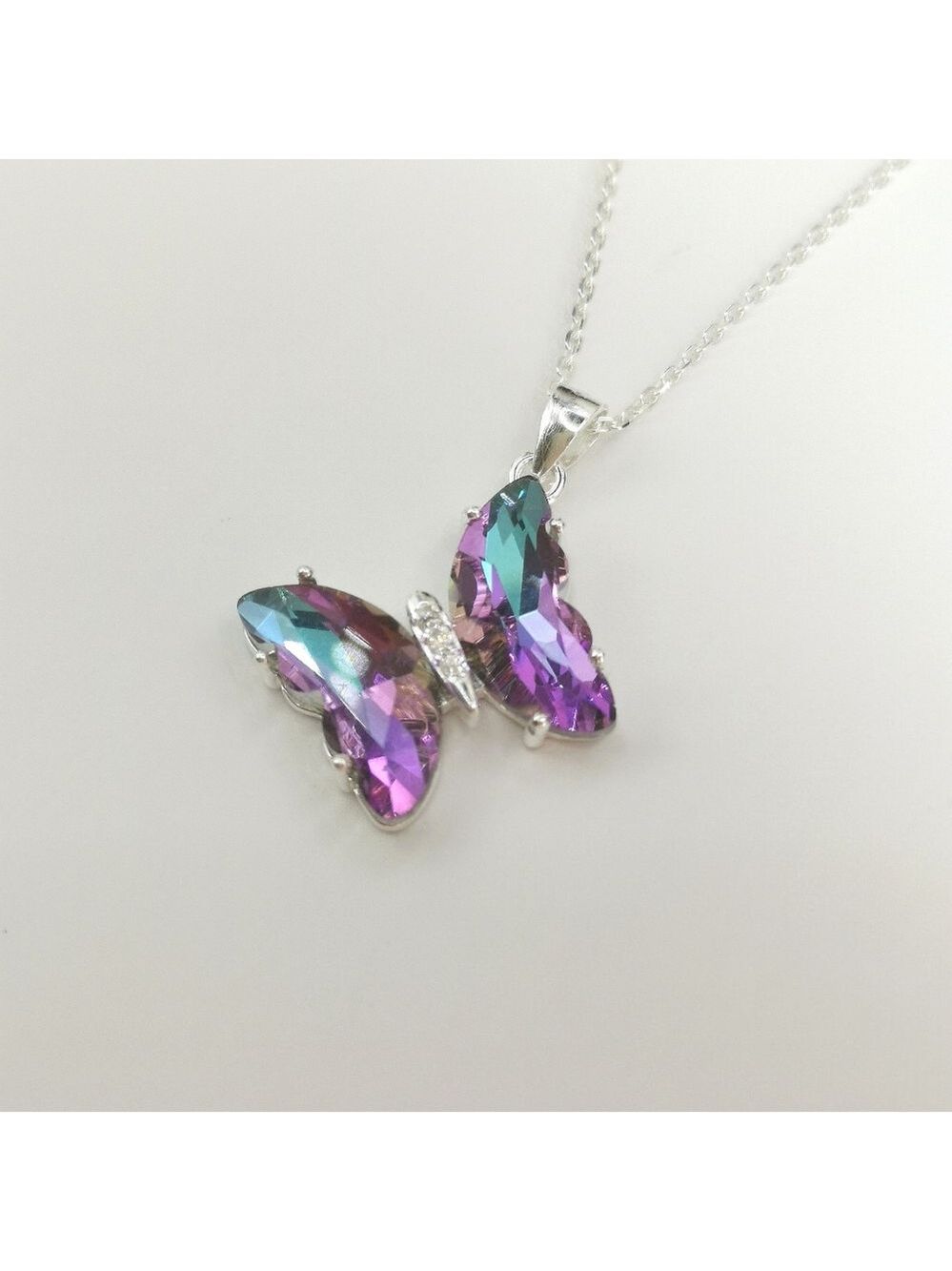 Swarovski Purple Butterfly Sterling Silver Pendant Necklace 🆕